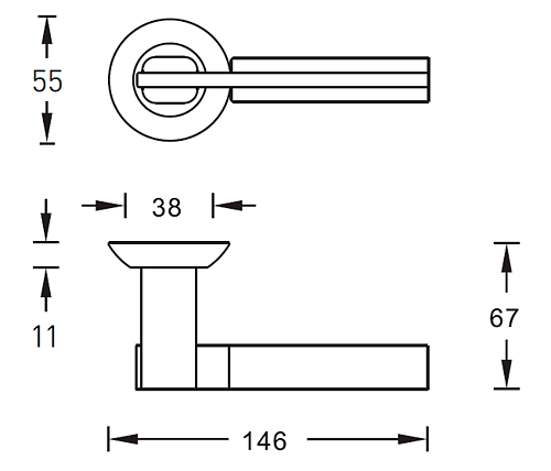 Ручка дверная ARCHIE SILLUR Grandazo 94A S.Gold-P.Gold золото матовое-золото