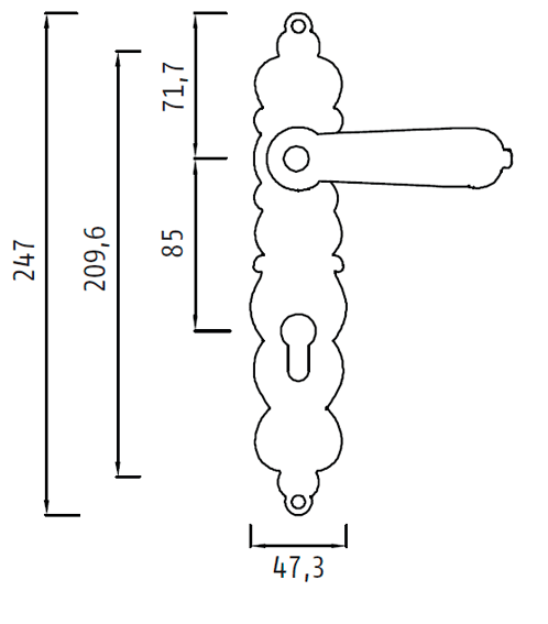 Ручка на планке ARCHIE GENESIS ARABESCO S. GOLD PS матовое золото Проходная