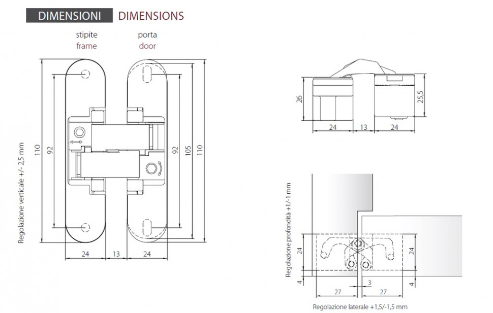 Скрытые петли MORELLI с 3-D регулировкой HH-2 PG Золото