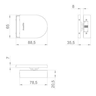 Ответная часть замка на стекло ARMADILLO Space.GL.GK AL алюминий