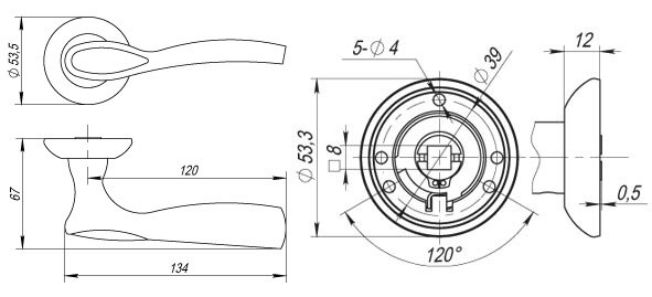 Ручка дверная FUARO ARIA RM CF-17 кофе