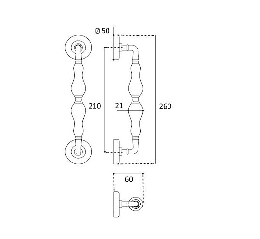 Ручка скоба Venezia VIGNOLE 260мм (210мм) D1 матовый хром
