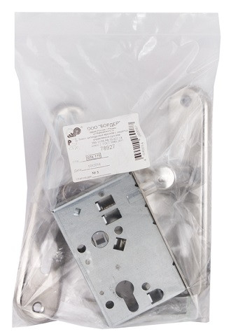 Корпус врезного замка с защёлкой в комплекте с ручкой Sam ЗВ4-31/55 РФ55-022 черный жемчуг