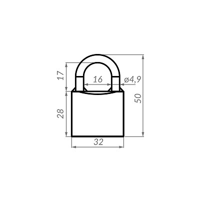 Замок навесной PUNTO PK-0132 3 key англ.ключ