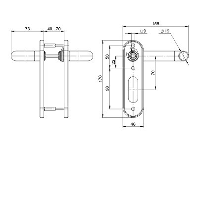 Ручка дверная FUARO FP.DH172.0433 W/CYL HOLE SS 201 (9x140) без отверстий под ЦМ