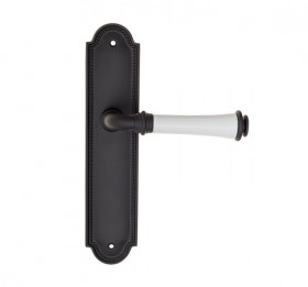 Дверная ручка на планке Fratelli Cattini GRACIA CERAMICA BIANCO PL248-NM матовый черный