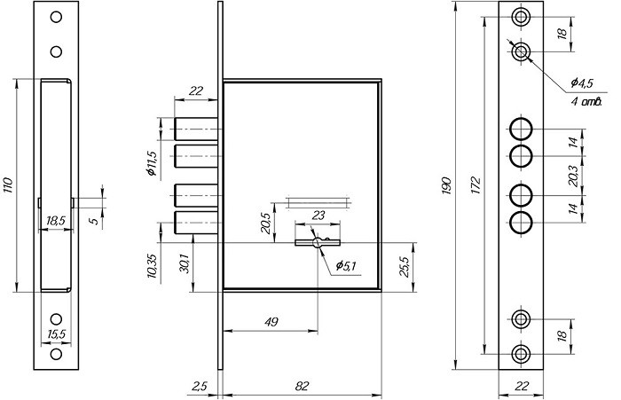 Замок врезной сувальдный МЕТТЭМ ЗВ8 290.0.0 5 кл.