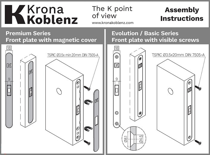 Замок межкомнатный магнитный KOBLENZ SPINOFF Y85 с доводчиком KM.002.CM.A.4.COV.BS матовая бронза