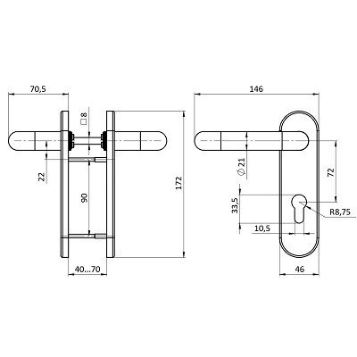 Ручка дверная FUARO FP.DH172.0433 NE (B2B) (8x120) с пружиной BL-24 черный