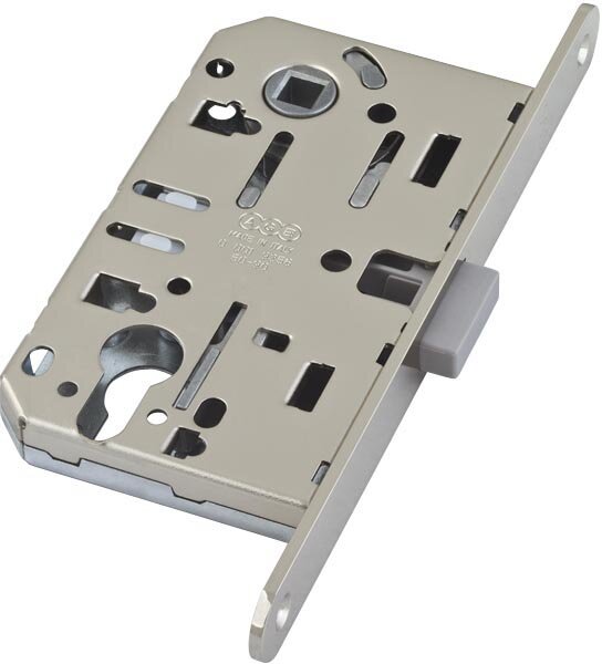 Замок межкомнатный магнитный под цилиндр AGB MEDIANA POLARIS B06103.50.34.567 с ответной планкой B02402.05 матовый хром