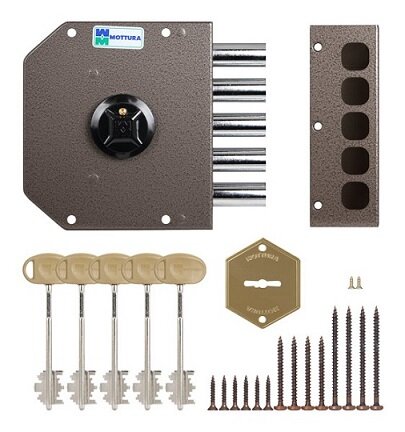 Замок врезной двухсистемный MOTTURA 54.J787-S MyKey левый перекодировка с торца кл. 60 мм без накладок