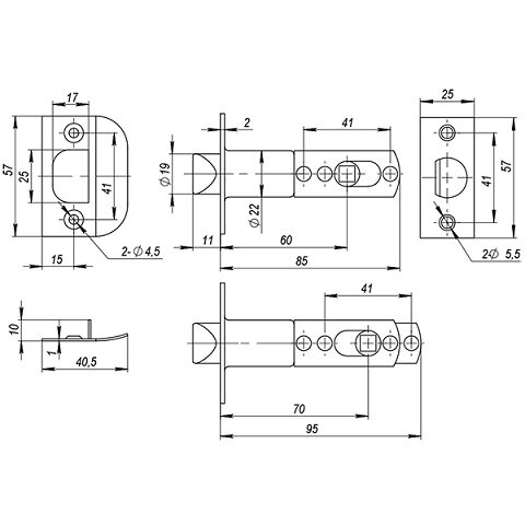 Ручка защелка AJAX 6082 SN-P без фиксатора Матовый никель