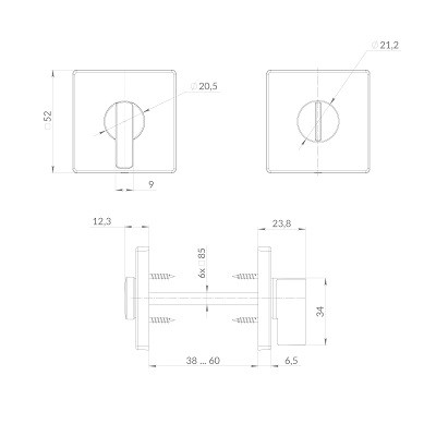 Ручка поворотная PUNTO BK6.K.EST.Q52.JOY SSC-16 сатинированный хром