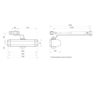 Доводчик дверной AJAX DCTR 50-100 DA AL алюминий