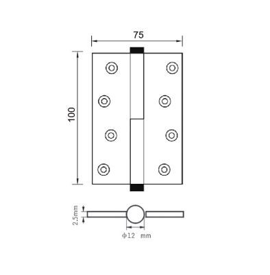 Петля съемная RENZ INL 100 FH B 100*75*2,5 левая черный 2 шт