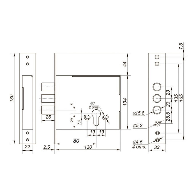 Корпус врезного замка ГАРДИАН ЗВ 82.01 TERMO /128:5903/