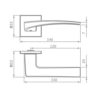 Ручка дверная PUNTO K.ARC.Q52.LOTUS GR-23 графит
