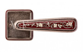 Ручка дверная VAL DE FIORI INDH 703-72 AI/WBR Николь серебро античное с эмалью