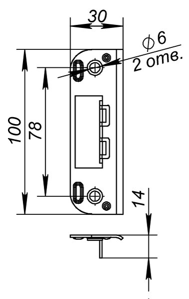Ответная планка FUARO 045 для дверей без притвора к замкам 2018 и 2014 WC/S-CP хром