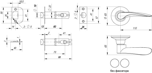 Ручка защелка PUNTO 6020 MAB-P без фиксатора Матовая бронза
