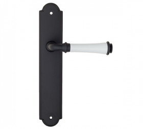 Дверная ручка на планке Fratelli Cattini GRACIA CERAMICA BIANCO PL257-NM матовый черный