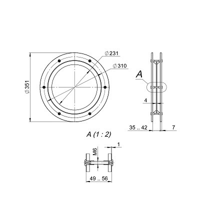 Иллюминатор для дверей FUARO PORTHOLE-350 INOX 304 диаметр 350 мм