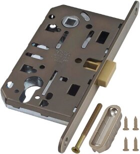 Замок межкомнатный магнитный под цилиндр AGB MEDIANA POLARIS B06103.50.12.567 с ответной планкой B02402.05 античная бронза