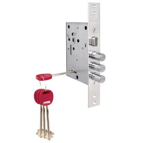 Замок врезной сувальдный с защёлкой KALE KILIT 442/L , 4 кл. кл. 60 мм