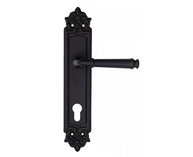 Дверная ручка на планке Fratelli Cattini FARFALLA CYL PL96-NM матовый черный