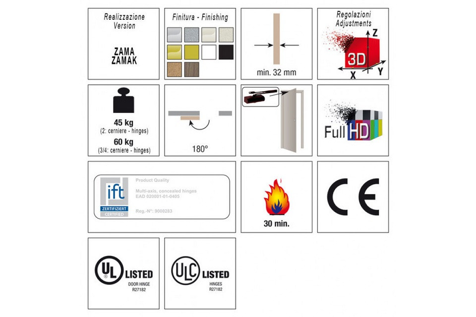 KUBICA 6200 DXSX GOLD петля скрытая универсальная ЗОЛОТО 60 kg