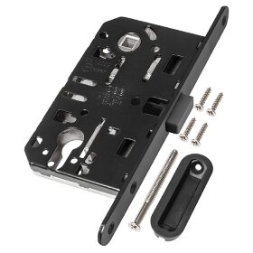 Замок межкомнатный магнитный под цилиндр AGB MEDIANA POLARIS B06103.50.93.567 с ответной планкой B02402.05 ​черный