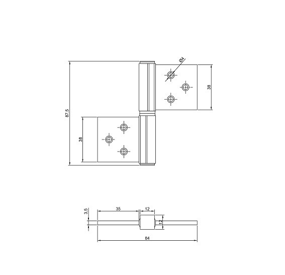 Петля универсальная флажковая PORTA DI PARMA Innovation Матовый хром H.20.02