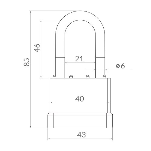Замок навесной PUNTO PK-6540L 3 key англ. длинная дужка