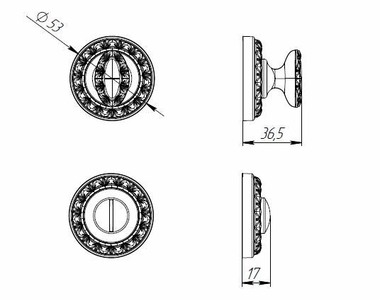 Ручка поворотная PUNTO BK6 MT SG/GP-4 матовое золото/золото