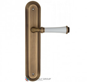 Дверная ручка на планке Fratelli Cattini GRACIA CERAMICA BIANCO PL288-BY матовая бронза