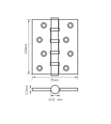 Петля универсальная RENZ IN100-4BB FH MAB 100*75*2,5 бронза античная матовая 2 шт