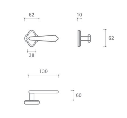 Ручка дверная VAL DE FIORI INDH 704-73 YB Амуаж латунь состаренная