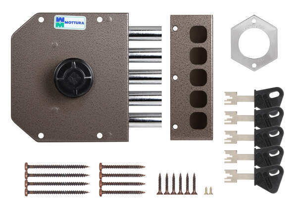 Замок врезной двухсистемный MOTTURA 54.Y787-S MyKey левый накладки 95.323-95.324 CR. ключ 60 мм