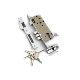 Замок врезной с защелкой и тремя ригелями ARCHIE L01-45-70 N хром