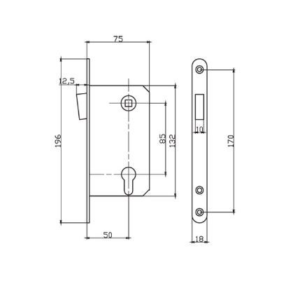 Замок врезной под цилиндр RENZ INMagn 85 Black черный