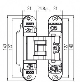 KUBICA 3000 DXSX NO петля скрытая универсальная для дверей с притвором до 10мм ЧЕРНЫЙ 60кг
